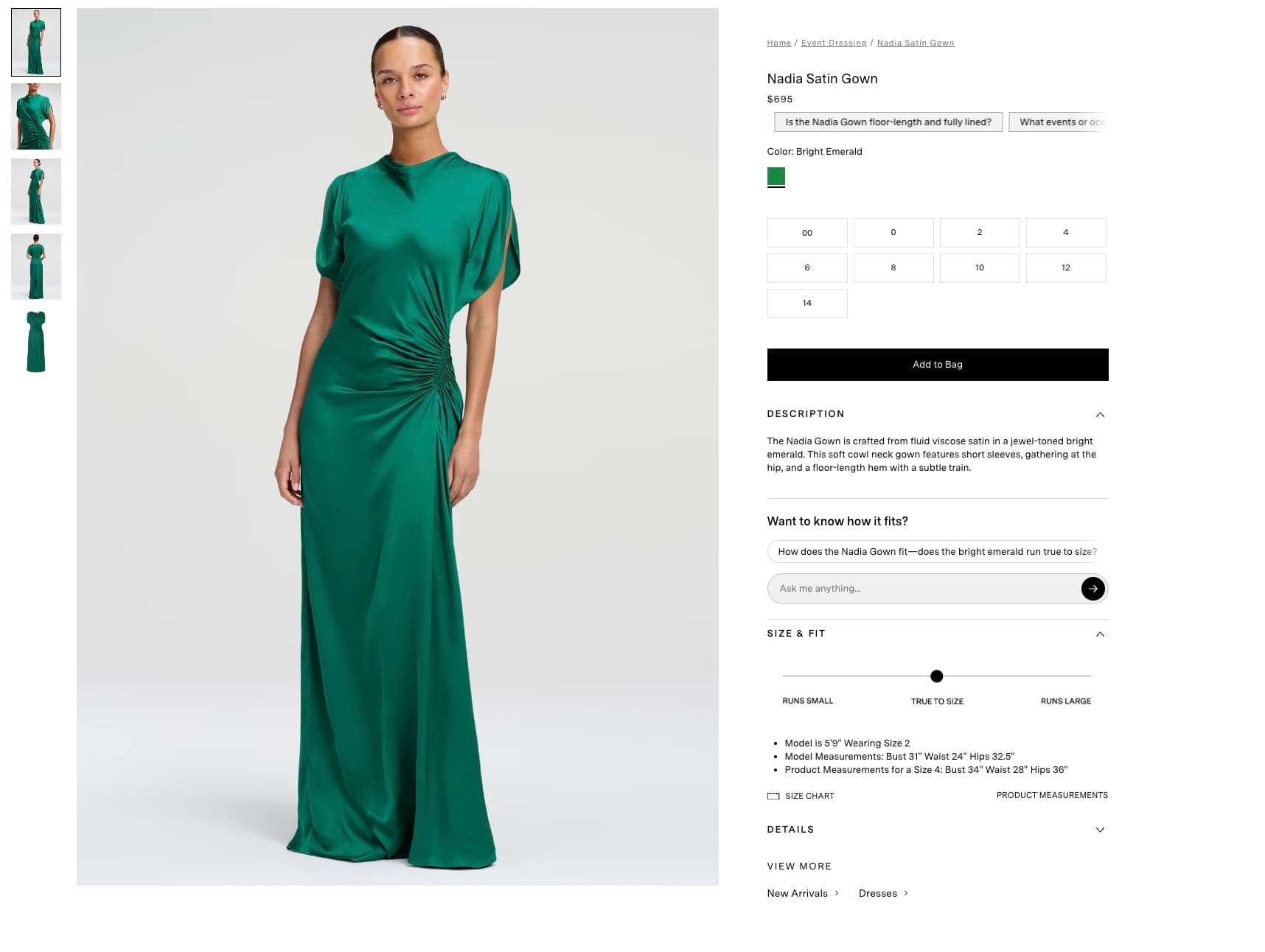 An A.L.C. product page with shopper questions and an ask bar built into the buy box